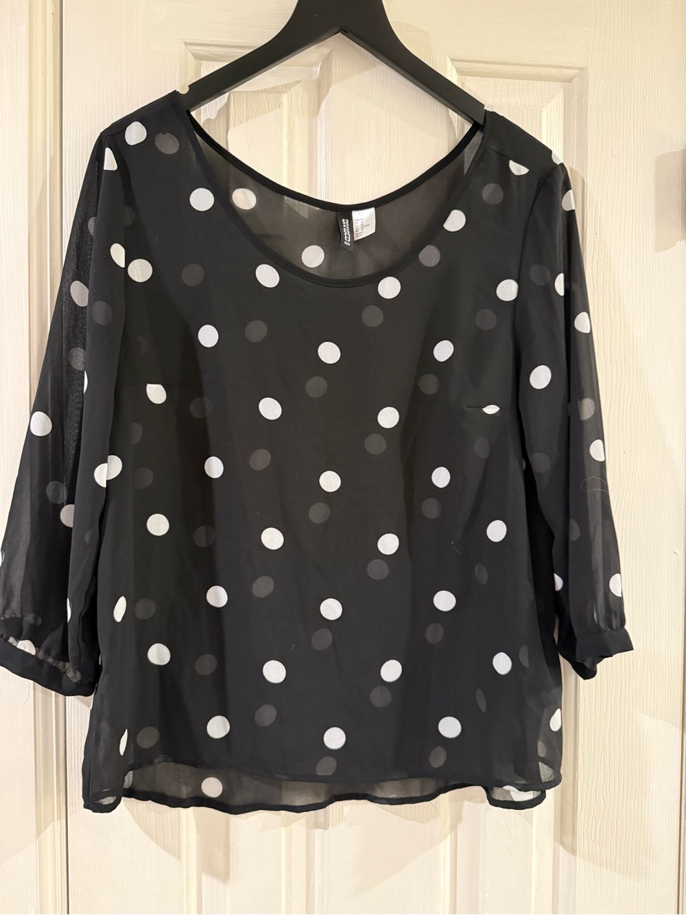 H&M Black Sheer Polka Dot Blouse